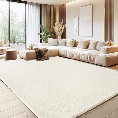 Rezutan Teppich Wohnzimmer Groß 200x300cm Cream Waschbarer Kurzflor Teppich