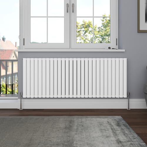 NRG 600x1593 Oval Column Radiator Central Heating Double Panel Gloss White | High Heat Output, Radiator Wall Mounted, Energy Efficient, Modern Radiator, for Living Room, Kitchen, Home, Bedroom