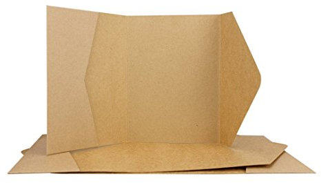 Natürlich verpacken Pocketfolder Einladungskarten C6 114 x 162 mm, mit Tasche, Einsteckschlitzen, spitzer Klappe, braunes Kraftpapier, 10er Set