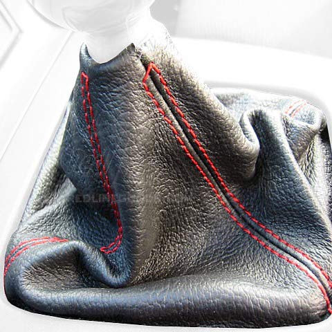 RedlineGoods Schaltsack Manschette kompatibel mit Mazda Miata NA 1990-97. Maßgeschneidert - Nicht universell. Echtes Top Qualitat Italienisches Alcantara. Schwarz mit Rotem Faden