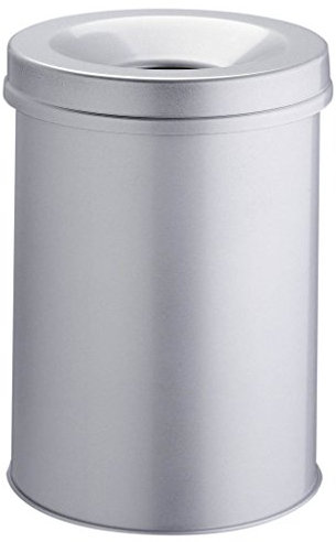 Durable 330610 Papierkorb Safe rund, selbstlöschender Deckel, 30 Liter, grau