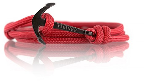 VIKINGS Unisex Anker-Armband Classic, Armband Classic:Rot - Schwarz