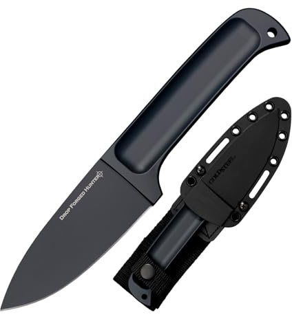 Cold Steel, Outdoormesser, Drop Forged Hunter, Klinge: 10.2 cm, schwarz, Jagdmesser, Scheide