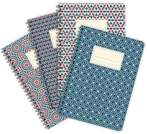 etmamu 691 4er-Pack Notizblöcke Muster Marokko Nr. 2 A5, 60 Blatt kariert