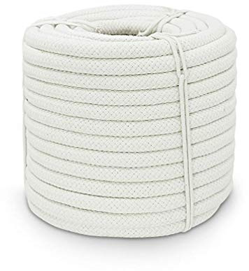 Aoneky 30m Geflochtenes Baumwollseil - 16mm Makramee-Baumwollschnur aus Naturfasern für Dekoration, Hängematte, Boot, Sport