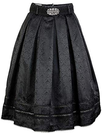 MarJo Damen Trachtenrock mit Gürtel Paisley Muster schwarz, SCHWARZ, 42