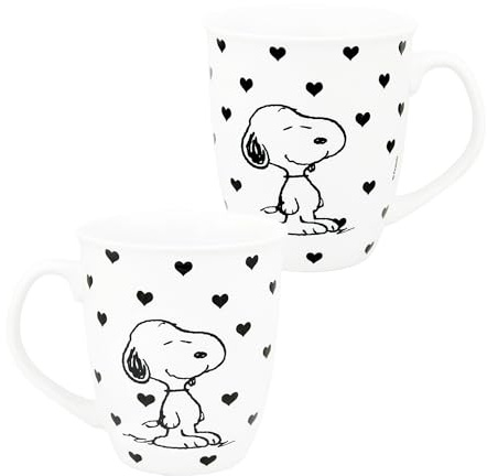 United Labels The Peanuts Tasse 280 ml, Herzen, Weiß, Kaffeebecher aus Steingut, Kaffeetasse mit Geschenkbox, Snoopy Geschenke