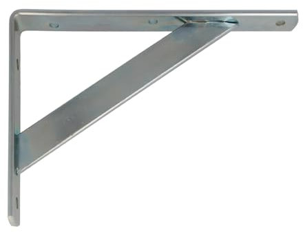 Amig - Staffa per Mensole da Parete | Squadra Metallica per Scaffali | Angolo per Ripiani | Supporto per Scaffali | Acciaio | Colore Argento | Misura 200x125 mm | Peso Massimo Raccomandato 320 kg
