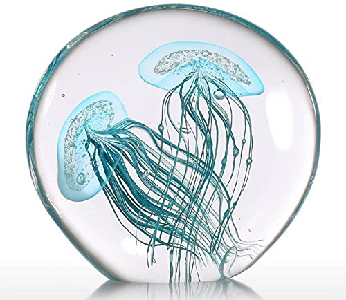 Kristall-Ornamente, blaue Qualle, Skulptur, mundgeblasenes Glas, Tierstatue, Aquarium, Skulptur, Heimdekoration, Ornament