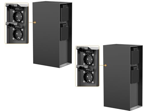 ledscom.de 2 pz. presa da giardino a colonna POMI per esterni, IP44, 4 vie, acciaio inox, antracite, angolare, 23 cm