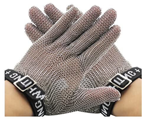 AGYH Anti-cut Gloves Stainless Steel Cut Resistant Gloves, Butcher Meat Cutting Safety Work Gloves, Food Grade Safety Chain Mail Gloves (Size : 2 pair/S)