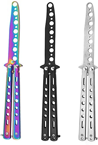 Mopoin Couteau Papillon, 3 PCS Papillon Entraînement Coupant pour L'entraînement et La Pratique, Adapté Aux Débutants