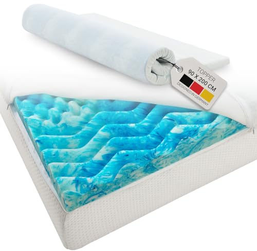 Juskys Topper 90x200 cm aus Memoryschaum, 7-Zonen orthopädisch & atmungsaktiv, 7cm Höhe, H2 - H3, Bezug waschbar Matratzentopper Matratzenauflage White