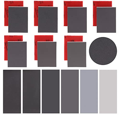 Tanstic 32Pcs 320-2500 Grit Sanding Sponge Sanding Pads Flexible Wet Dry Soft Foam Sanding Blocks with 240-5000 Grit Sanding Paper Abrasive Sandpaper for Wood Metal Drywall Furniture