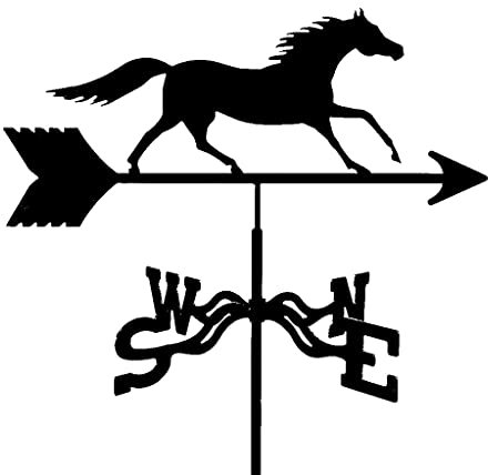 AKSHVA wetterhahn Metall für Garten Wetterfahne aus Metal Deluxe Weathervane mit Satin schwarzem Pferd Ornament Bauernhaus Scheunen Terrassen Rasenes Hochzeit Garten Yard Dach