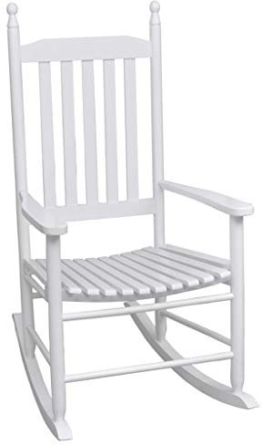 MOONAIRY Schaukelstuhl mit Gebogener Sitzfläche, Sessel Wohnzimmer, Schaukelsessel, Stillsessel, Schwingsessel, Tv Sessel, Ohrensessel, Relaxsessel, Rocking Chair, Weiß Holz