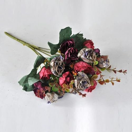 ZEYRU 7 Gabeln/Strauß Pfingstrosen, künstliche Blumen, Seidenblumen, Pfingstrosenstrauß, Hochzeit, Heimdekoration, künstliche Pfingstrose, Rose, Heimdekoration, Zubehör, 5–2 Stück