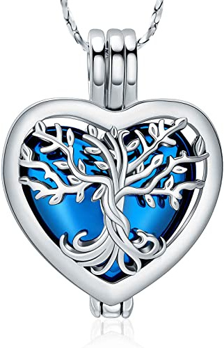 QGJNSGC Árbol de la Vida Urna Collares para Cenizas Forma de Corazón Cremación Joyería Memorial Keepsake Joyería Regalos para Mujeres Hombres Memorial Lockets Cenizas Titular de la mascota