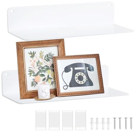 Dantolo30CM Wandregal Badablage Ohne Bohren,2er Set Acryl Wandregal Weiß | Klein Regal Ohne Bohren Selbstklebende Organizer Schwebende Regale Hängeregal Duschregal für Wohnzimmer Küchen Schlafzimmer