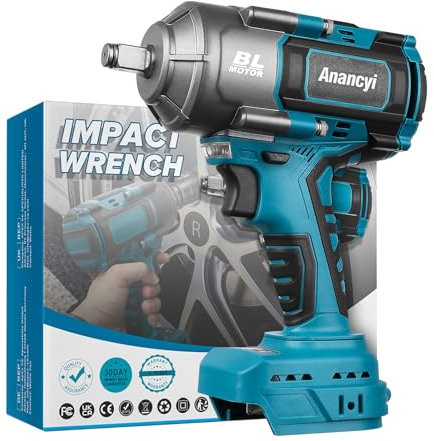 Anancyi Cordless Impact Wrench 18V, 1000N.m(738 Ft-lbs), High Torque, 1/2 Brushless Impact Wrench, Electric Impact Wrench for Makita-BL-Batteries