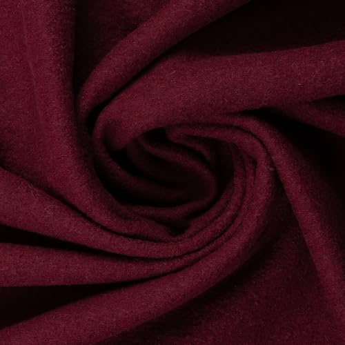 Walkstoff NAOMI aus 100% Schurwolle | Gekochte Wolle | Meterware ab 50 cm | 140 cm breit | OEKO-TEX Standard 100 | mulesingfrei | viele Farben | Wollwalk für Jacken Mäntel Overalls (bordeaux 937)