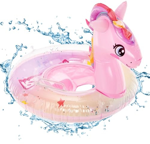 SOETDERT Babyring, simring med sittplats, uppblåsbar simring, simring, simring, simring, simring för barn, simhjälp, simring för 6–36 månader (rosa)