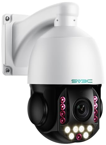 SV3C 36X Zoom PTZ POE Camera Outdoor, Auto Tracking 4K ONVIF IP Wired Camera, Person Vehicle Motion Detection, Floodlight Color Night Vision, Two Way Audio, Camhipro, Preset, BlueIris, 24/7 Recording
