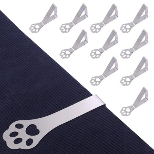 Youery Soporte para mantel para mesas gruesas, 10 unidades de garras de gato, resistentes a la intemperie, de acero inoxidable, clips para mantel para mesa de jardín, restaurante, mesa de comedor