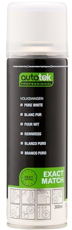 Autotek Professional Exact Match Car Spray Paint, Volkswagen Pure White Aerosol Spray, 300 ml