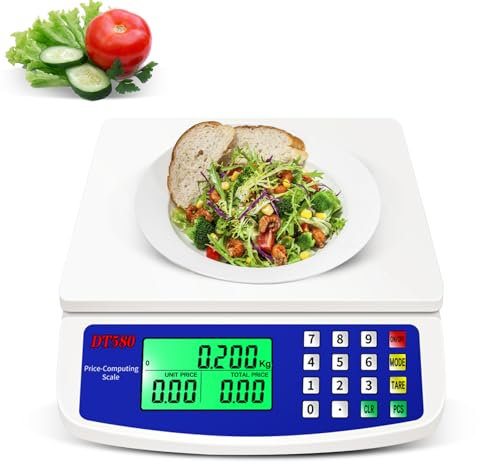 30KG Bilancia da Cucina Digitale,Bilancia Cucina Digitale Numerabile ，Bilancia da Cucina per Cucine, Panifici e Supermercati，Alta Precisione 1g e Funzione Tara,Con schermo LCD ad Alta Definizione