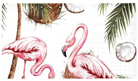 Kokosbäume & Pink Flamingo rutschfeste Badewannenmatte, schnell trocknend und leicht zu reinigen, extra lange PVC-Matte für Erwachsene, Frauen und Familie