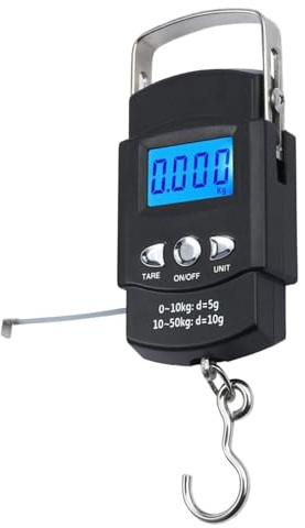 bnsggl Báscula de pesaje de peces con cinta métrica, balanza digital de gancho para colgar, báscula digital de mano, fácil de usar