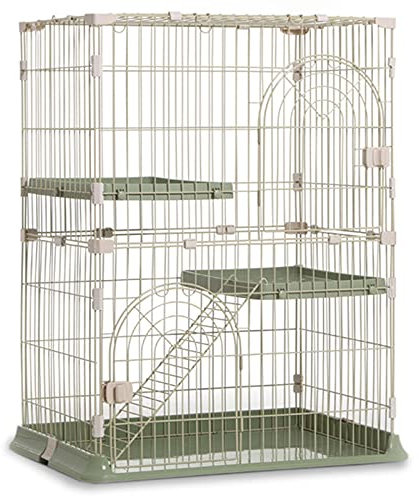 KHLMSRXJ Katzenkäfig, großer Katzenkäfig, Katzenlaufstall für den Innenbereich, Zwinger aus Metalldraht, Kleintierkäfig für Kätzchen, Meerschweinchen, ideal für 1–4 Katzen