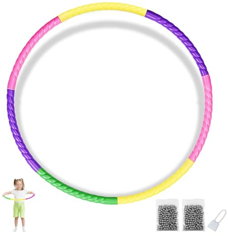SHENGYIG 7 Secciones Aro Gimnasia Ritmica, Hula Hoop para Niños Desmontable, con 200 Bolas de Acero, 60 cm de Diámetro Círculo de Hula para Niños, para Fitness, Gimnasia, Juegos