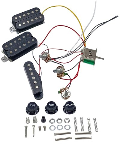 HSH Ensemble de micros de guitare avec faisceau de câblage pré-câblé pour une installation facile et des micros de guitare à bobine unique