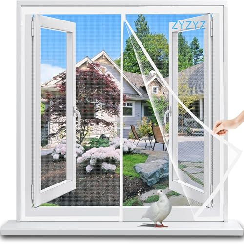 Fliegengitter Fenster, 170x235cm Weiß Fliegengitter Meterware, aus hochwertigem Glasfaser, für Balkontür Wohnzimmer Dachfenster Bodentiefe Fenster, Insektenschutz Schneidbar