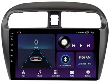 9 inch Android 13 Double Din car radio with Bluetooth hands-free system FM radio rear view camera USB steering wheel control For Mitsubishi Mirage Attrage 2012-2018 sat nav car screen(6+128G)