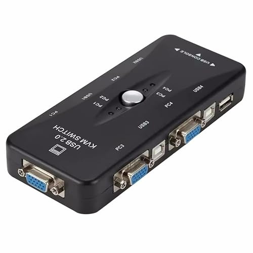 USB VGA KVM Switch Schalter 4 in 1 Out 4 Port Computer Host Laptop Shared USB Tastatur Maus Monitor Schalterauswahl mit 1 Hub Switch Box Selector 1920@1080P