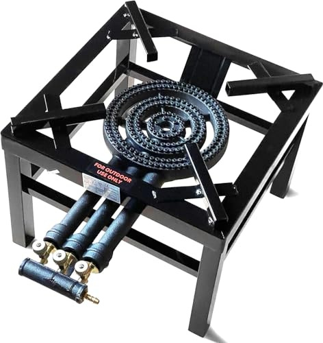 Triple Key Heavy Duty Outdoor Catering Commercial LPG Gas Cooker | Cast Iron Steel LPG Gas Boiling Ring Burner Catering Outdoor Picnic Party Wedding Camping Gas Cooker 12.2KW Black