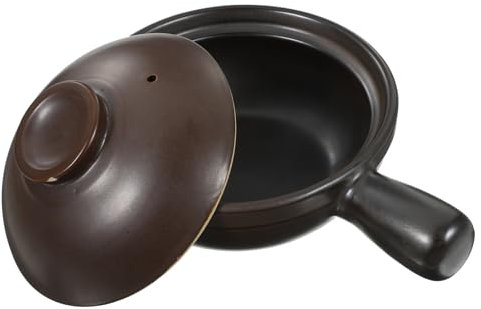 GALPADA Cazuela De Barro Con Tapa y Mango Único Para Cocina Tradicional Olla De Cerámica Resistente Altas Temperaturas Para Guisos Arroces y Sopas Cocina Doméstica