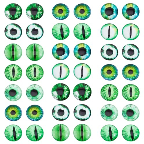 DICOSMETIC 50Pcs 25mm Large Glass Cabochon Eyes Stick on Glass Craft Eyes for Clay Doll Making Sculptures Props Craft Jewelry DIY Supplies, Light Green