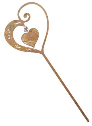 Rusty Metal Heart Garden Stake Iron Art Decorative Ground Stakes Outdoor Iron Decors For Yard Wedding Lawns Landscape Rusty Garden Stake