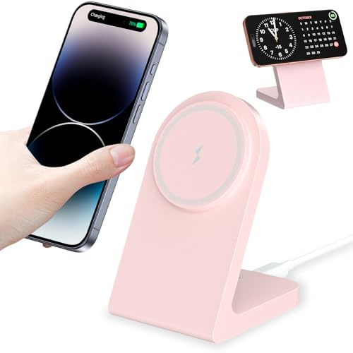 Magnetische Wireless Ladegerät Kabellose Ladestation, Schnelle Magnetische Ladestation Kompatibel mit iPhone 17 16 15 14 13 12 Series, Air-Pods Pro 2, Air-Pods 3