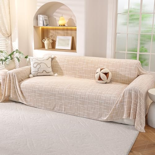 YSTELLAA Funda Sofa 1 Plazas, 200x230 CM, Cubre Sofas Multipurpose con Reposabrazos, Sofa Cover For All Seasons, Funda Sofá Stain-Resistant, Funda para Sillón, Caqui