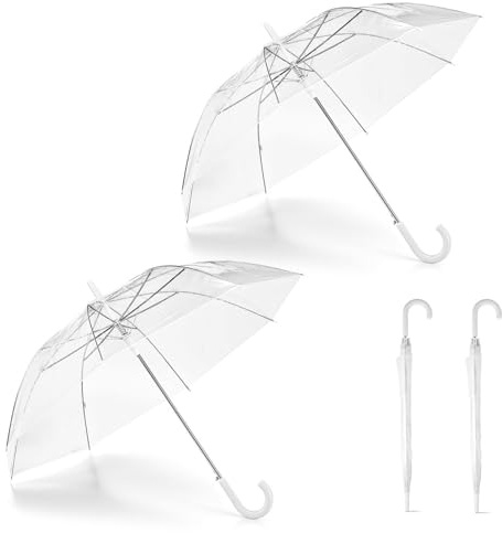 081 Store - 2 PEZZI Ombrello Trasparente Grande Con Chiusura Automatica, Ombrello Pioggia