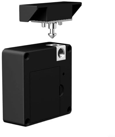Serratura elettronica per armadietti e cassetti in legno fino a 0,5 cm di spessore, nucleo in metallo con allarme batteria scarica (nero)