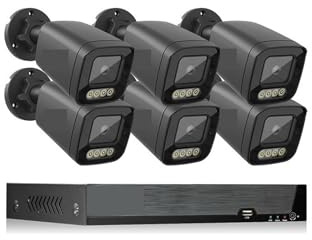 Di Telecamere Di Videosorveglianza A Livello Di Luce Nera 4K 8MP Kit Telecamere IP Di Sicurezza CCTV For Esterni Protezione Di Sicurezza Esterna Facile Da Installare(None,8CH NVR and 6 Camera)