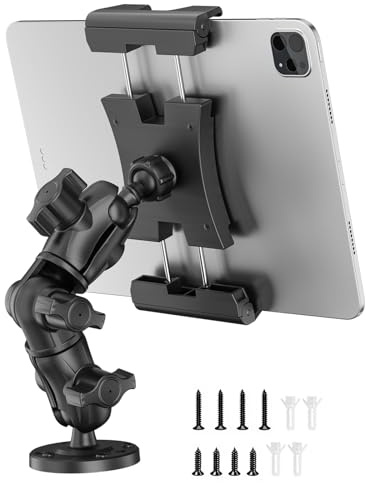 OHLPRO Heavy Duty Truck Tablet Mount - Drill Base iPad Dashboard Holder, 360° Rotating 2-Stage Adjustable Arm for 5-13 Tablets, Secure Multi-Surface Mount for Commercial Vehicles, Wall, Desk