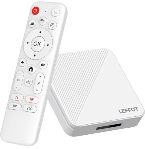 LEFFOT 2025 Android 14.0 TV Box, 2Go RAM + 16Go ROM, H313 4K Ultra HD Boitier Android pour Le Streaming, Boitier Smart IP-TV Savec 2.4G & 5G WiFi 6, Contrôle Vocal, BT 5.4, USB 3.0, HDR10