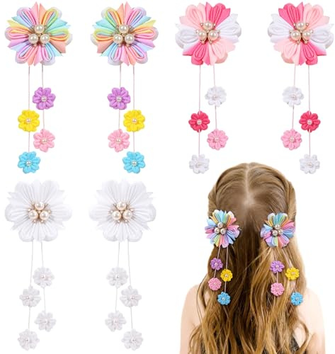 vobobe 6Pcs Hair Bows for Girls, Flower Hair Accessories for Girls | Grosgrain Ribbon with Alligator Clips Girl Hair Accessories for Kids Teen Back to School